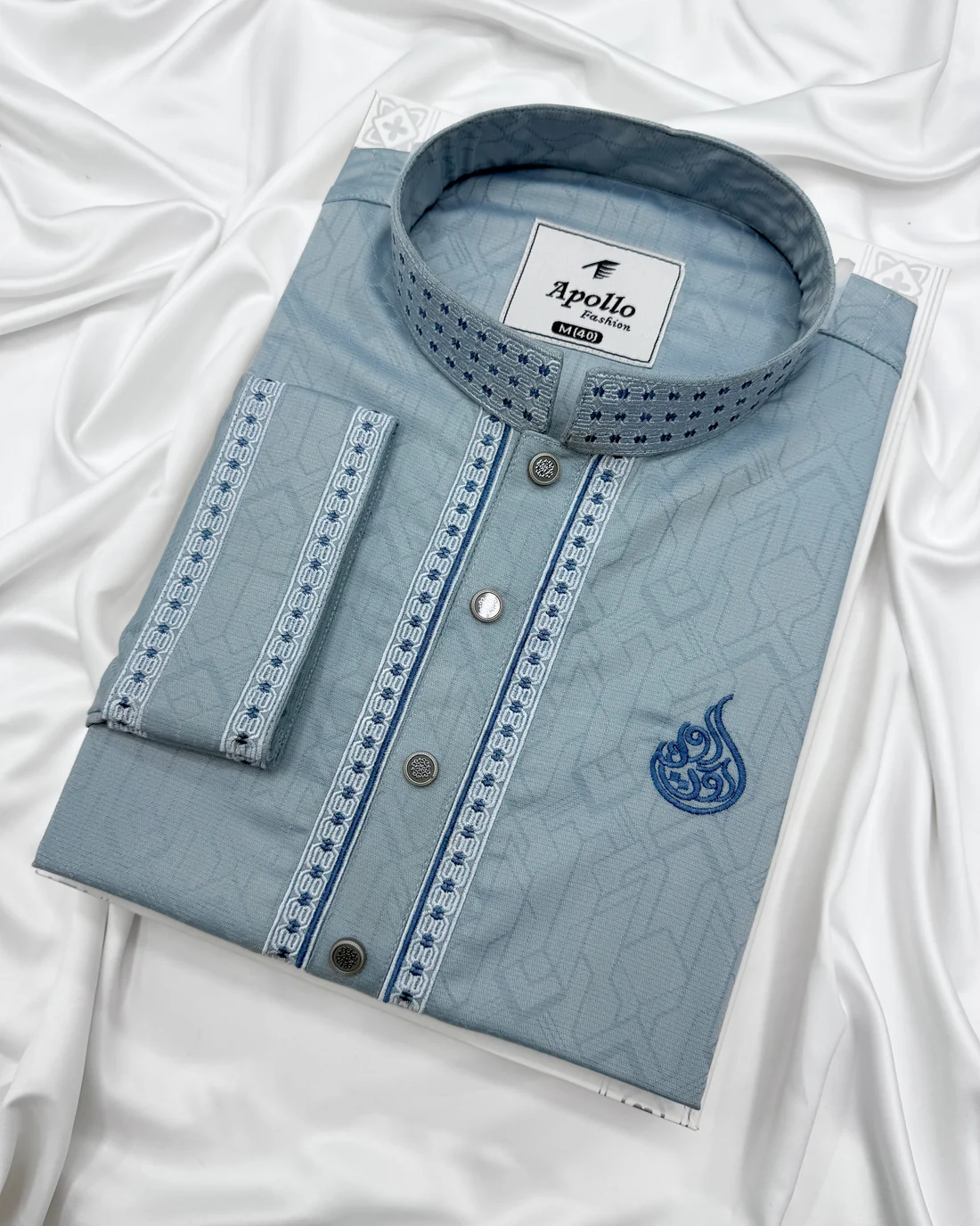 Luxury China Bamboo Panjabi – Sky Blue