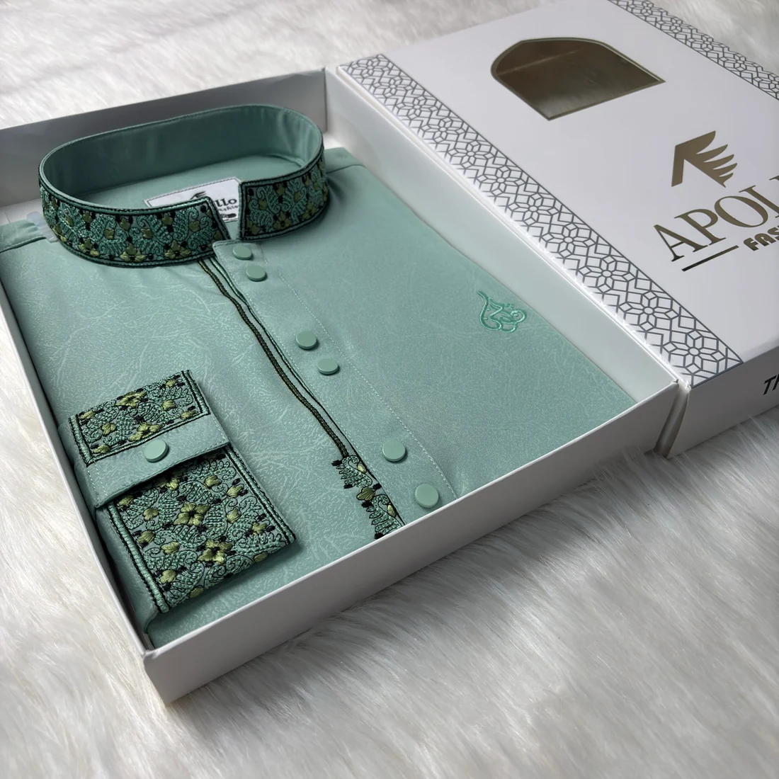 6 Button Luxury Mint Green Panjabi